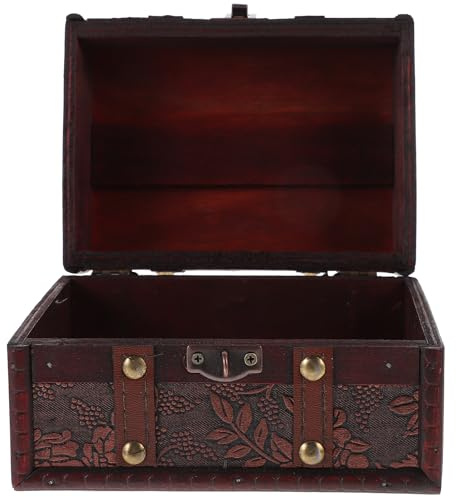 DECHOUS Vintage Holz Schatzkiste mit Zahlenschloss, Schmuckaufbewahrungsbox | Halsketten und Armbänder, mit Deckel, Robust und Leicht, für Hochzeitstisch oder Aufbewahrung