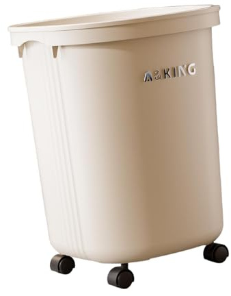 Ronyme Bote de Basura con Ruedas Cubo de Basura Espacioso 30L Papelera Movible con Ganchos Laterales Contenedor de Residuos Decorativo Y Práctico Material PP, Blanco, Individual
