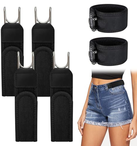 LTANQIN 4 Stück Gürtel Ohne Schnalle Für Herren Damen, Unsichtbarer Elastischer Gürtel Mit Metallhaken, Buckleless Belt Hook, verstellbarer Seitengürtel, Für Beruf Freizeit Business