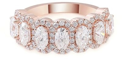 Whoiy Ring Gold Damen 18K, Hochzeitsringe Gravur Elegant Eheringe Verlobungsringe 750 Echtgold Rosegold mit Moissanite für Frauen Größe 51 (16.2)