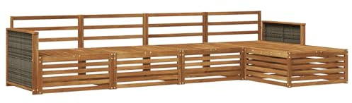 vidaXL Outdoor-Sofagarnitur 5 pcs Natur Massivholz Akazie, Garten, modernes Outdoor-Sofa, Sitzgruppe für die Terrasse, gemütliche Loungemöbel