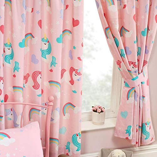 Price Right Home I Believe In Unicorns Pink Rainbows Kids Bedroom Range - Duvet Cover Sets and Curtains Available (54 Curtains)