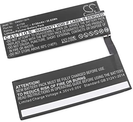 vhbw Battery compatible with Apple iPad Pro 10.5 2017, A1701, 10.5, A1852, A1709, MPDY2LL/A, MPF02LL/A Tablet (8130 mAh, 3.77 V, Li-polymer)