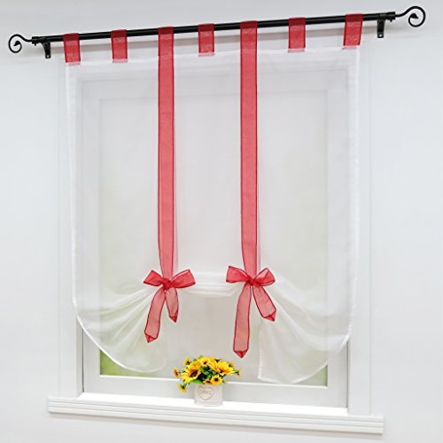 Joyswahl Raffrollo Voile Bindegardine mit Schlaufen »Adele« Unifarbige Gardinen BxH 140x140 Rot 1er Pack
