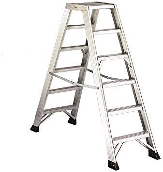 Svelt Scala Alluminio 5 gradini Professionale con Piattaforma Maggiorata Due Tronchi di Salita Robusta con Gradini e Piedini Antisdrucciolo
