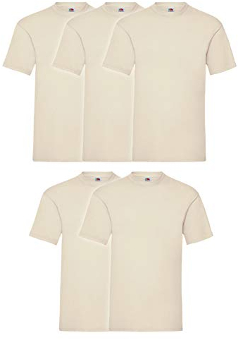Fruit of the Loom Valueweight Herren-T-Shirt, kurzärmelig, 5 Stück, Natur, M