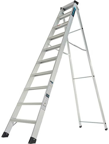 TB Davies 1200-030 Heavy-Duty Swingback Step Ladder, 10 Tread, Aluminium, 150kg Work Load, EN131 Professional