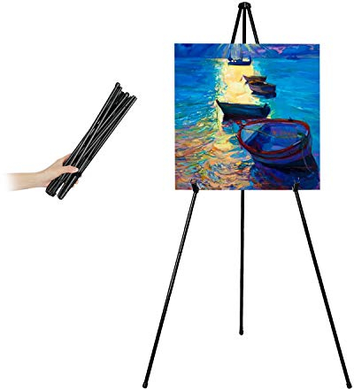 Mutualsign Staffelei 168cm Schwarz Metall Poster Staffelei Ständer Verstellbare Künstler Boden Staffeleien Stativ Leinwand Malerei Display für Hochzeitsschild Präsentationen Poster Kunstdisplays