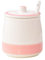 Anjing - Zuccheriera in ceramica bianca fatta a mano, colore: bianco lime e rosa