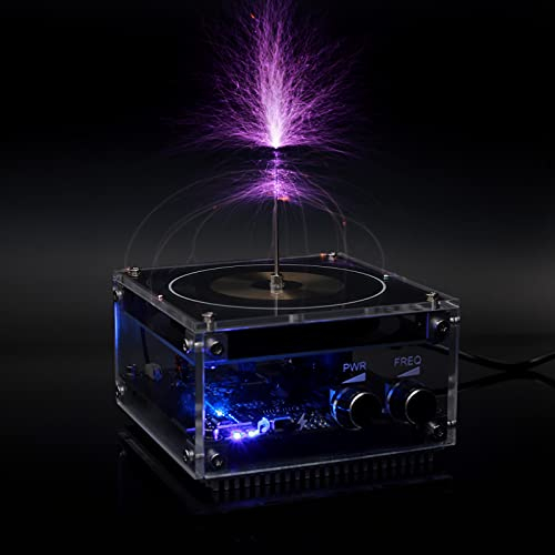 PEMENOL Musik Tesla Spule Bluetooth Lautsprecher, Mini Bogen Plasmakugel Tesla Coil Speaker mit Audiokabel, DIY Berührbarer Künstliche Lightning Science Drahtlose Übertragung Science Experiment