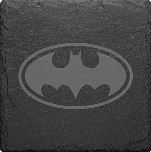 Super Heros Batman Superman Flash Wonder Slate Mat Engraved Set Of 4 Coasters (Batman)