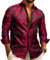 Barry.Wang Men Dress Shirts Paisley Silk Long Sleeve Button Big and Tall Down Shirt Fashion Leisure Wedding Party Prom Red S-3XL