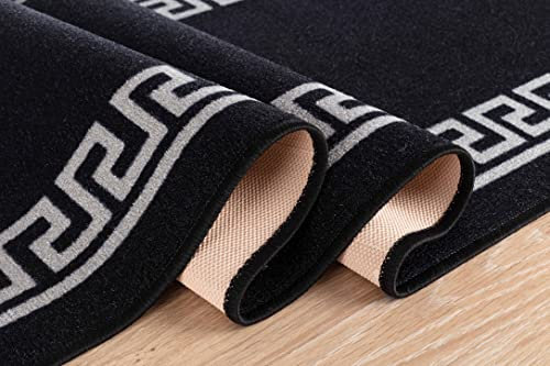 GULLAMBO Washable Door Mat Indoor - Non Slip Mat For Wooden Floor - Front Door Mat Inside Door Mat, Super Absorbent Dirt Trapper - Kitchen Indoor Door Mat Hallway Runner Rugs (Greek Black, 67x120cm)