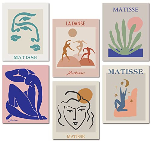 craspire Matisse Wand-Kunstdrucke, 6er-Set, Ungerahmt, 8 x 10 Aquarell, Minimalistisch, Frauen, Kunstdruck, Abstrakte Ästhetik Für Wohnzimmer, Schlafzimmer, Badezimmer, Küche, Zuhause, Büro