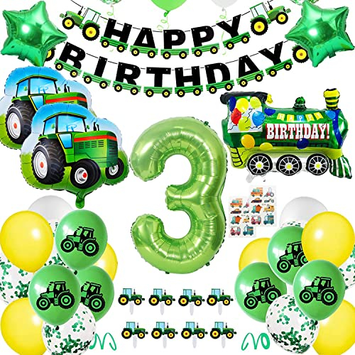 Geburtstagsdeko 3 jahre Junge,Traktor Geburtstag Deko, Luftballon Traktor Deko kindergeburtstag, Folienballon Traktor für Geburtstagdeko Babyshower Jungen