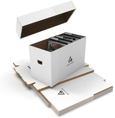 Premium Short Comic Book Storage Box (10 Pack - White). Thick Cardboard Comic Book Box/Cabinet. Comics Books Bin for 150-175 Collectibles. Comics Boxes Storage Case/Cabinet to Showcase Collectibles.