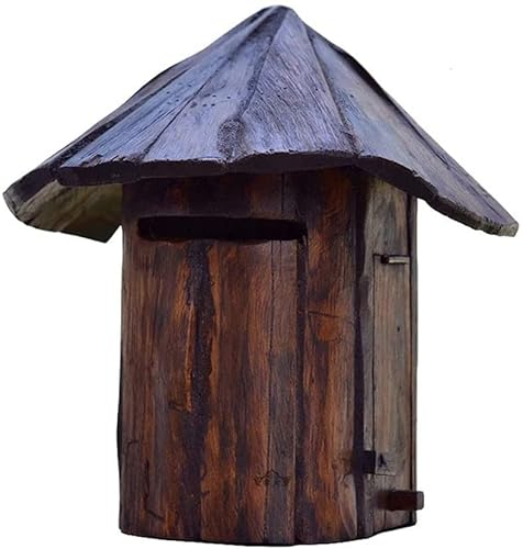 BAMBW Handarbeit Holz Outdoor Briefkasten Gartenarbeit Holzhaus Briefkasten Villa Idyllisches Retro Outdoor Home Regenfest