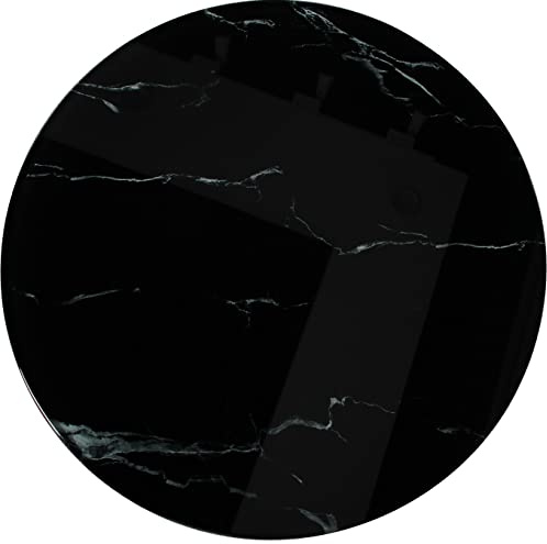 BELOFAY 500mm Black Marble Table Top 8mm Thickness Tempered Glass Round Flat Polished Edge Kitchen Dining Table Top Glass Round Replacement Protector Cover