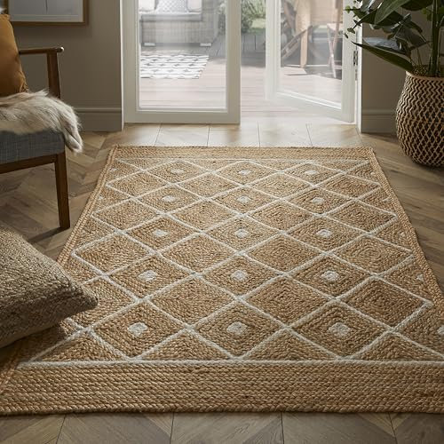 Esselle Home Prestbury Diamond Handbraided Natural Rug 120x170cm