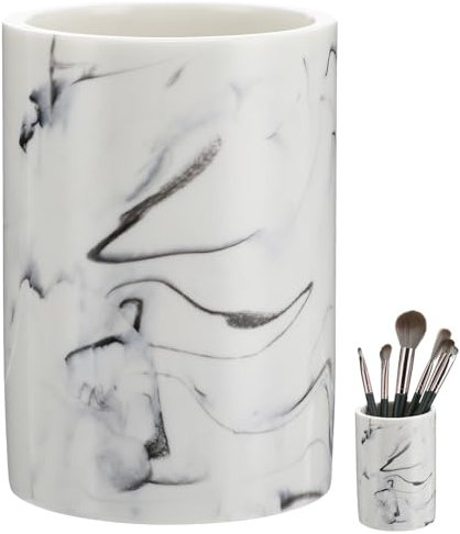 DOITOOL 1stk Mundspülbecher Zahnputzbecher Für Badezimmer Zahnbürstenbecher Zahnputzbecher Aus Marmor Badtasse Aus Keramik Badezimmer Wasserbecher Weiß Muster Harz Kind Halterung Tasse