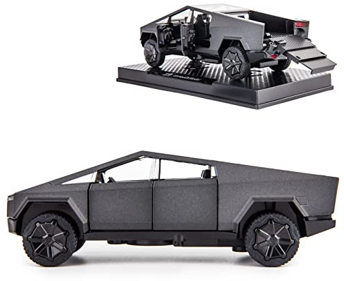 TGRCM-CZ Tesla Cybertruck 1/32 Elektrischer Pick-Up-Truck, Modellauto, Zinklegierung, Rückzieh-Spielzeugauto mit Sound und Licht, für Kinder, Jungen, Mädchen, Geschenk (grau)
