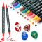 Mitoymia Marqueurs acryliques permanents pinceau 12 couleurs – Marqueurs de tissu imperméables à séchage rapide pour lettrage, verre, bois, céramique, pierres, double pointe (1-2 mm)