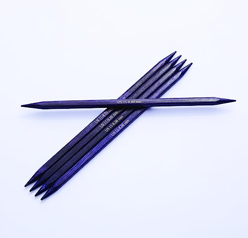 KnitPro J'Adore Cubics Doppelspitz-Stricknadeln, 5er-Set – Holznadeln für Socken, Hüte, Fäustlinge, kurzes Rundstricken – 15 cm x 7,00 mm