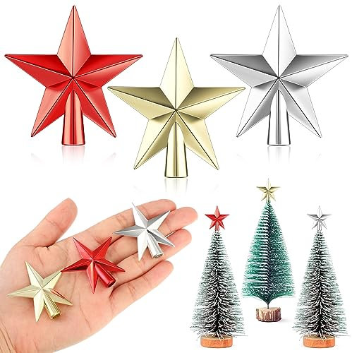 Hanaive Mini-Weihnachtsbaumspitze, kleiner Stern, Weihnachtsbaumspitze, Ornamente für Mini-Baum, Urlaub, dekorativer Stern für Weihnachten, Heimdekoration (mehrfarbig, 4,5 cm)