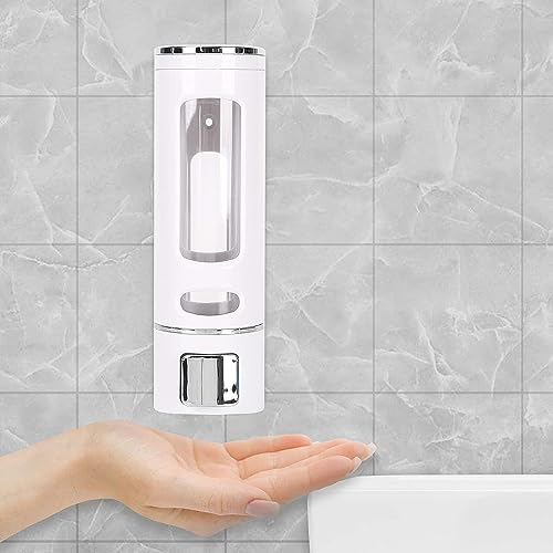 Supernic Wall-Mounted Soap Dispenser 400ML Hand Soap Dispenser Wall Mounted Double Liquid Shampoo Shower Gel Dispenser Washroom Lotion Dispenser for Bathroom Restroom Hotel, 19*8.5*8.5CM