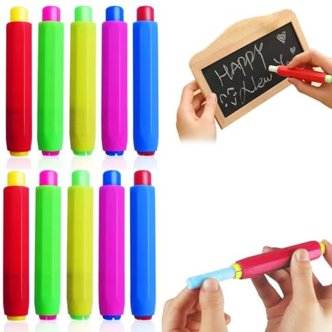 Tadipri Kreidehalter, 10 Stück Kunststoff Kreidehalter, Verstellbarer Kreide Holder, Bunte Chalk Holders, Kinder Kreidehalter, für Schule, Büro, Zuhause