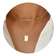 TINGN Gold Kette mit Buchstaben Kette Damen, 14K Vergoldet Buchstaben Kette Doppel Multilayer Gold Kette mit Buchstaben Damen Buchstaben L Kette Damen Gold Geschichtet Halsketten Damen Gold Schmuck