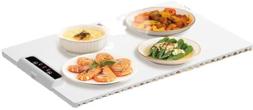 FURLOU Calentador de Alimentos portátil, Bandeja calentadora eléctrica con Temperatura Ajustable, Almohadilla térmica Aislante de Alimentos para el hogar, Mantel Individual para Platos Calientes