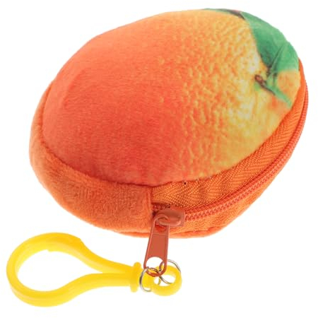 PACKOVE Orange Münztasche Plüsch Mini Geldbörse Cartoon Obstform Kinder Kleine Umhängetasche Mit Metallkette Für Bargeld Kopfhörer Aufbewahrung
