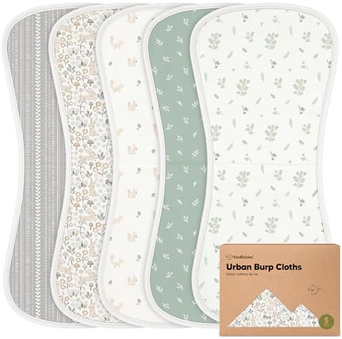 KeaBabies Bio Rülpstücher Baby Junge & Mädchen - 5er Pack Super Saugfähige Baumwoll-Spucktücher für Babys, Weiche & Plüsch Neugeborenen Mulltücher für Milch Spucken, 53cm x 25cm (Prairie)