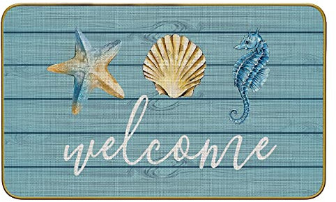 Bioputty Nautical Door Mat,Beach Door Mats Outdoor,Beach Rug,Coastal Beach Kitchen Home Doormat Door Mat,Nautical Coastal Floor Beach House Front Indoor Outdoor Entryway Rug 30 x 18 Welcome Door Mats