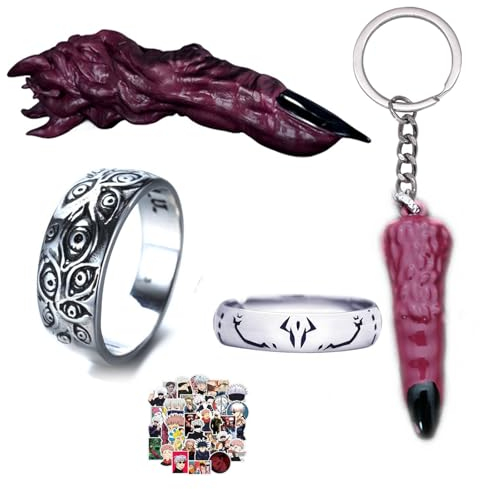 JinYu Anime, verstellbare Finger- und Ring-Schlüsselanhänger, 10 Aufkleber, Requisiten-Zubehör, Rot/Ausflug, einfarbig (Getaway Solids), Medium