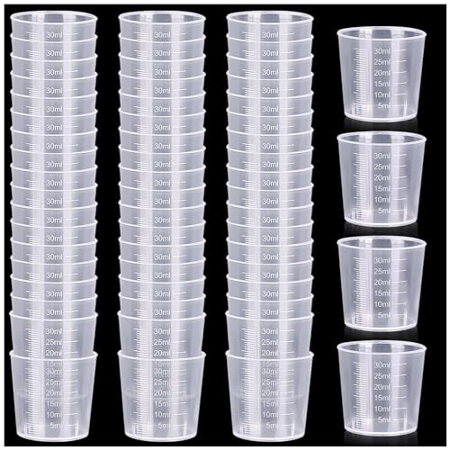 60 Pcs Plastic Measuring Cups, 30ml Resin Mixing Cups, Epoxy Mixing Cup, Paint Measuring Cup for Resin, Plastic Beakers Epoxy