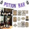 JeVenis Halloween Potion Bar Banner Spooky Witch Potion Labels Stickers for Glass Bottles Vintage Bar Banner Potion Bar Table Signs Party Supplies Halloween