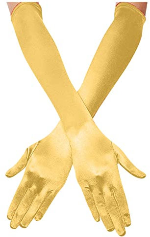White Cotton Gloves Women Garden Gloves Heavy Duty Bridal Satin Dance Women's Length Finger Gloves Gloves Long 1920s Opera Gloves Netball Gloves Women For Nails Long Gloves Black (Yellow, One Size)