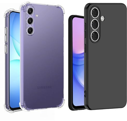 New Horrizon 2-Pack Samsung Galaxy A16 Phone Case 4G/5G, Black, Clear | Military-Grade Drop Protection, Non-Slip Bumper, Shockproof Slim Soft TPU Cover, Silicone