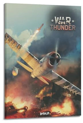 MUYAXCZEA Poster War Thunder Videospiel-Poster, dekoratives Gemälde, Leinwand, Wandposter und Kunstdruck, moderne Familienschlafzimmer-Dekoration, Poster, 60 x 90 cm