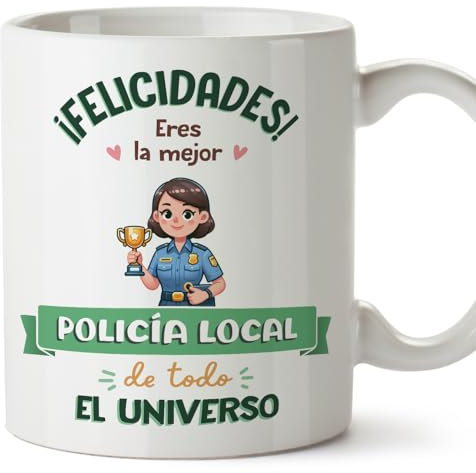 MUGFFINS Tazas para POLICÍA LOCAL mujer - En Español - Mejor Universo Trofeo - 11 oz / 330 ml - Regalo original y divertido