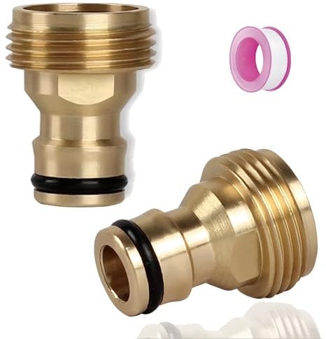 3/4 inch Male Hose Tap Connector, Water Pipe Fitting,Garden Tap Connector, 3/4 BSP Male Watering Fittings for Threaded Faucet Adapter 2 Pack