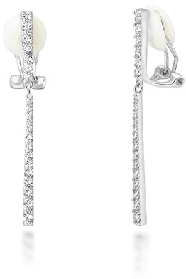 PHNIBIRD Ohrclips Damen Ohne Ohrlöcher mit Zirkonia Silber Quasten Glitzer Ohrringe Anhänger Elegante Hängende Ohrclips Ohrhänger für Frauen Mädchen