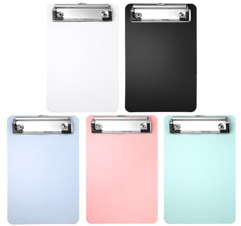 5 Stück Klemmbrett A6, 18.5x12cm Kunststoff Klemmbrett mit Metalklemme Bunt Mini Klemmbretter Tragbare Klemmbretter im A6 Format für Notizblöcke Restaurants Lager Und Arbeiten im Freien