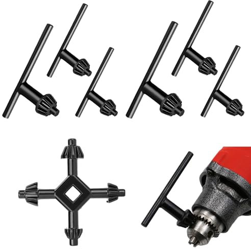 7 Stück Bohrfutterschlüssel, Universal Drill Chuck Key Metall Bohrmaschin Schlussel und 4 in 1 Bohrfutterschlüssel Set für Zahnkranzbohrfutter, 4/6/10/13/16/20mm