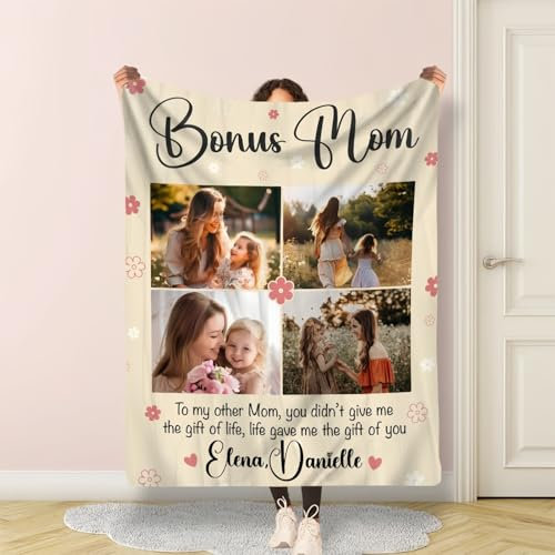Drawelry Personalisierte Foto Decke mit Bild Namen Drucken Sofadecke Weiche Flanell Blanket Wohndecke Schlafdecke Vatertag Muttertag Valentinstag Geburtstag Geschenk für Mama Papa Paare (MOM-2)