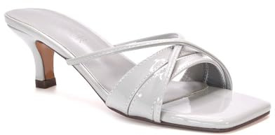 ESSEX GLAM Women's Low Kitten Heel Sandals Ladies Strappy Slip On Mule Open Toe Slide Shoes Size 3-8