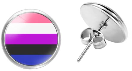 PAMTIER Unisex LGBT Edelstahl Kreative einfache Trend Regenbogenelemente Ohrring Genderfluid