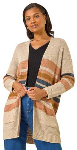 Roman Originals Women Cardigan - Ladies Longline Coatigan Tassel Open Front Cardi Winter Autumn Casual Textured Edge to Edge Yarn Patterned Comfy Work Going Out